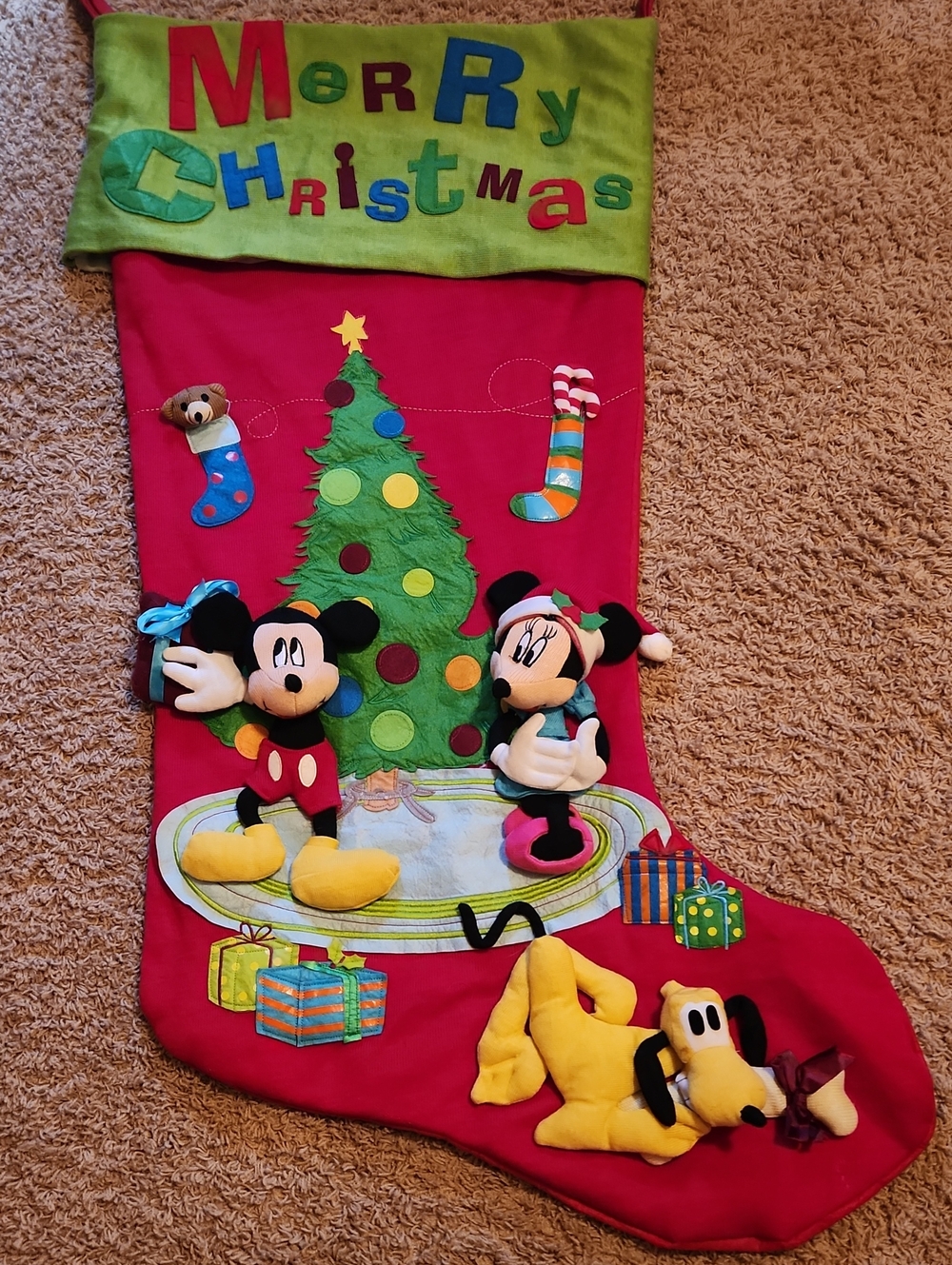 Disney Mickey & Minnie Giant Christmas Stocking - Red & Green